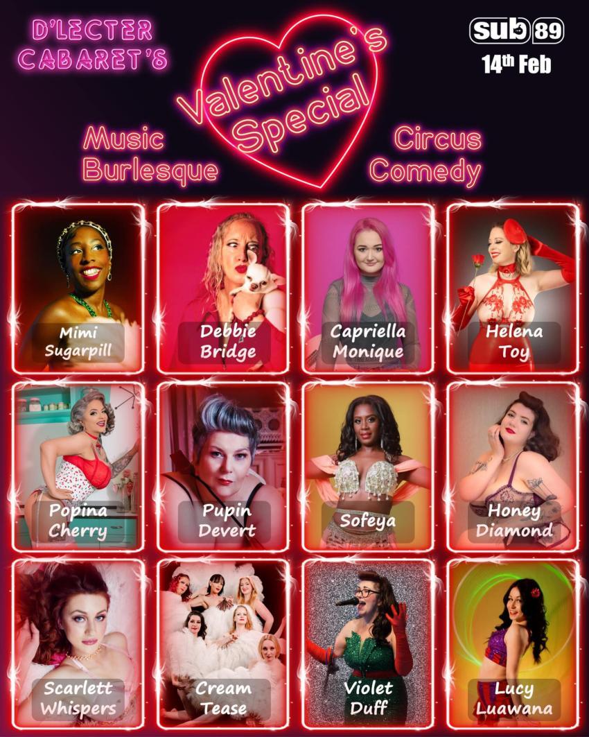 montage image of 12 burlesque performers