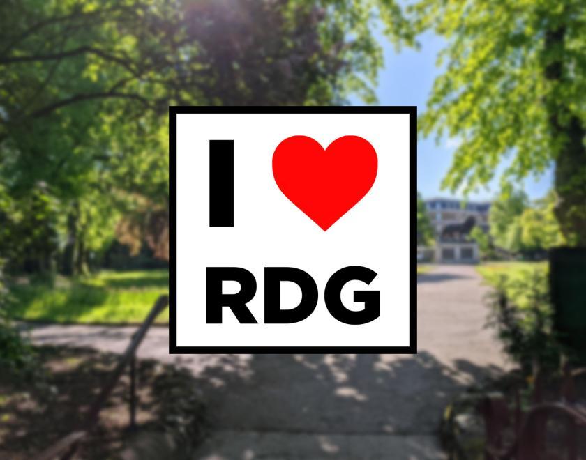 Forbury Gardens with I Heart RDG logo over the top for Valentine's Events in Reading