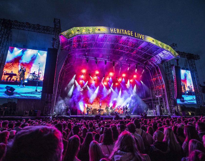 Concert stage lit up