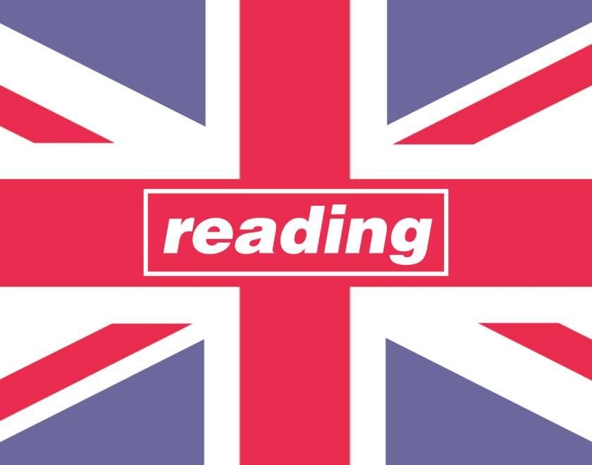 union flag with reading written in the middle