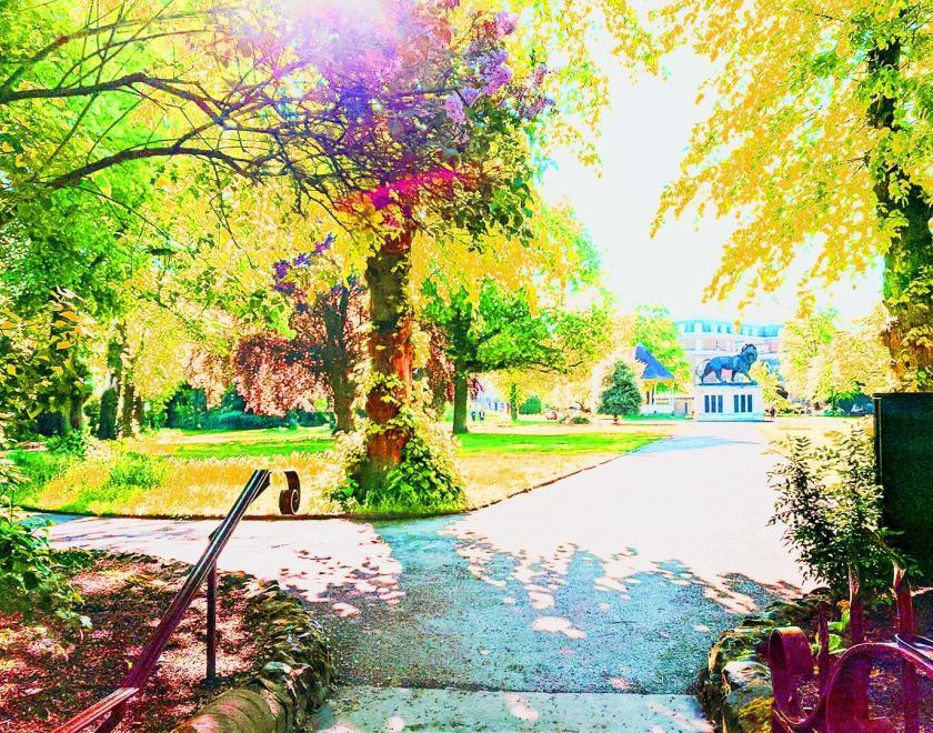 High contrast image of Forbury Gardens in Reading