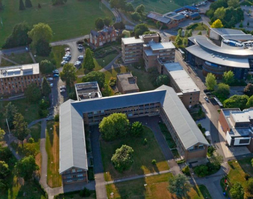 University of Reading Edith Morely building as seen from a drone