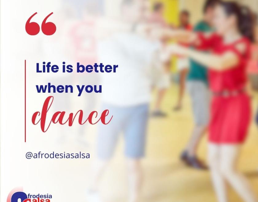 couple dancing with text "life is better when you dance"