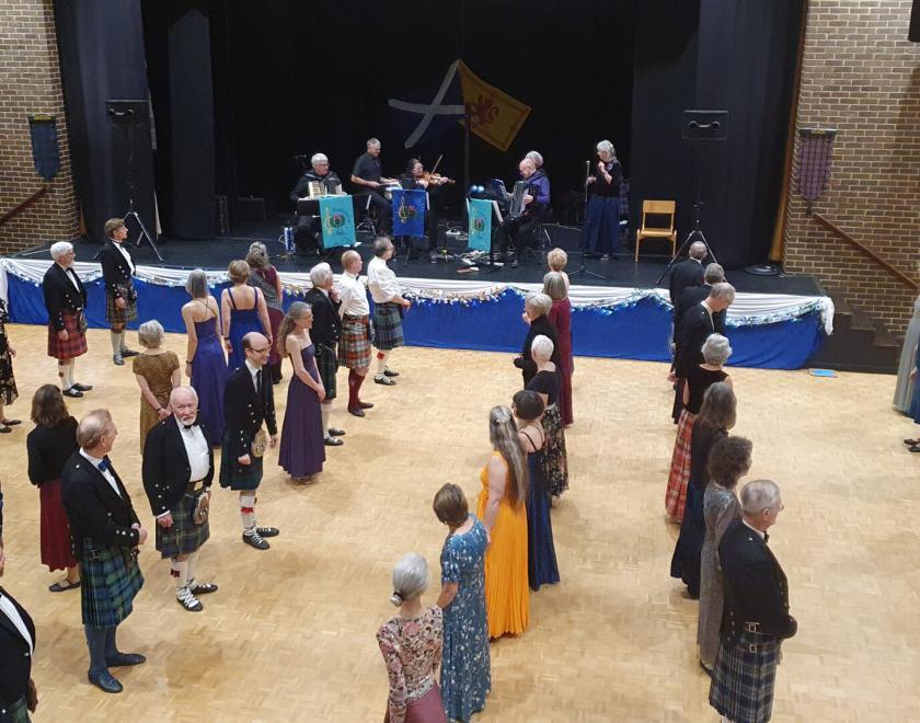 Lots of people lining up for Scottish Country Dancing