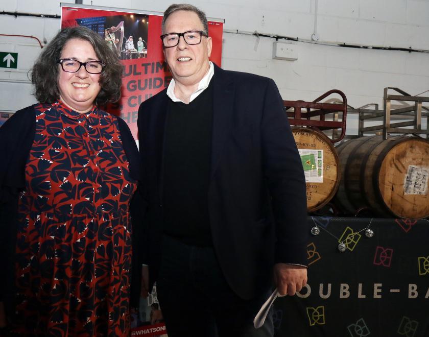 Councillor Adele Barnett-Ward and Nigel Horton Baker at the What's On Reading Cultural Champions event