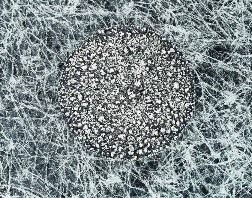 abstract black and white textured painting