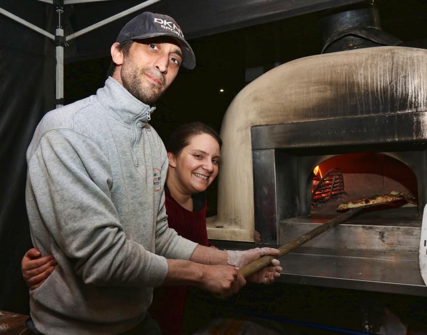 Our wonderful pizza makers at Double-Barrelled Brewery