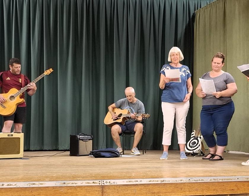 Actors rehearsing their bit for Twyford Drama's Diamond Gems show