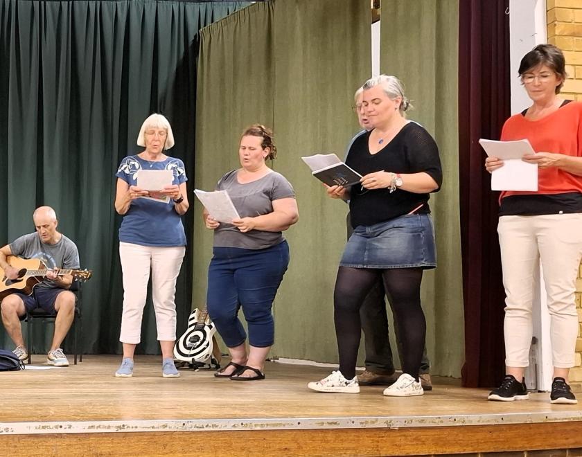 Actors rehearsing their bit for Twyford Drama's Diamond Gems show