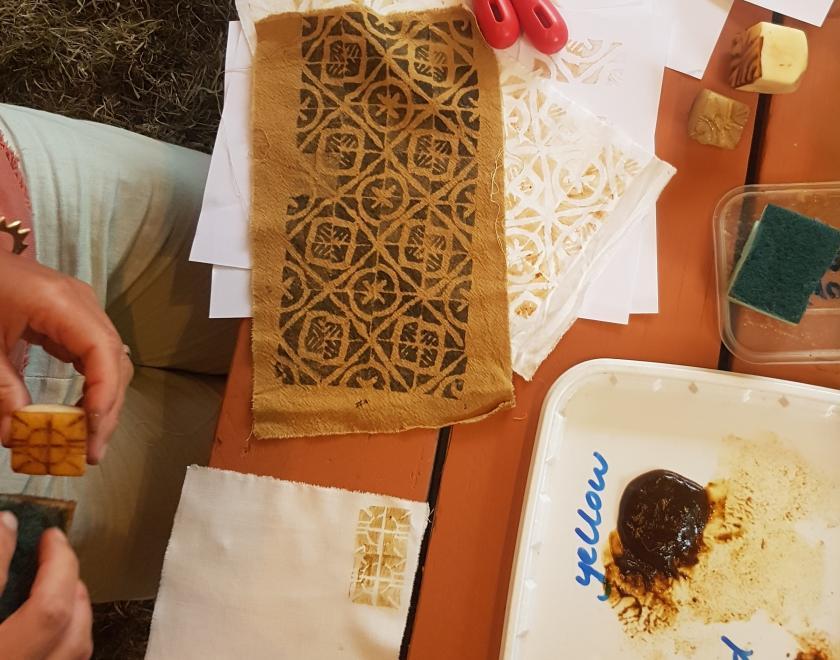 A picture of block printing with natural dyes