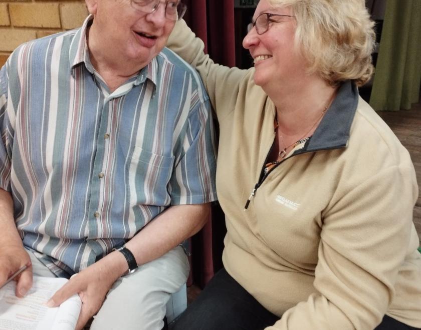 Actors rehearsing Entertaining Angels at Twyford Drama