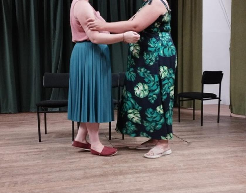 Actors rehearsing Entertaining Angels at Twyford Drama