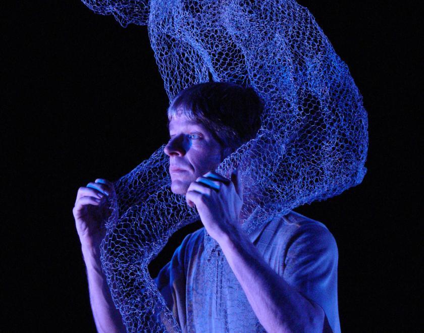 Scultpure on Andrew's shoulders