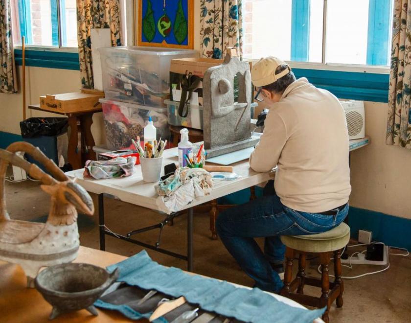 Artist Andre Aghassi at work