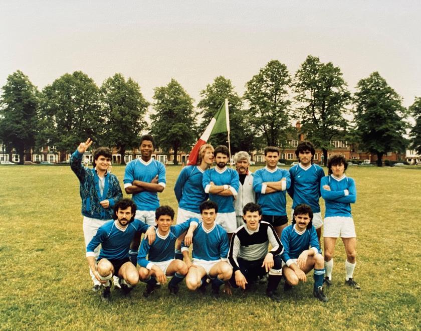 Azzurri. Italian football team photo in Palmer Park. c.1980s