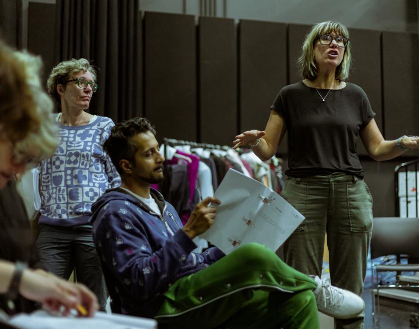 Rehearsals underway for RABBLE Theatre's Glitch - The True Story of the Post Office Scandal Written by Zannah Kearns