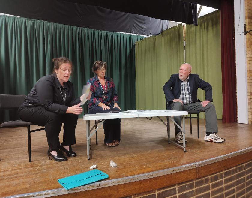 Actors rehearsing their bit for Twyford Drama's Diamond Gems show