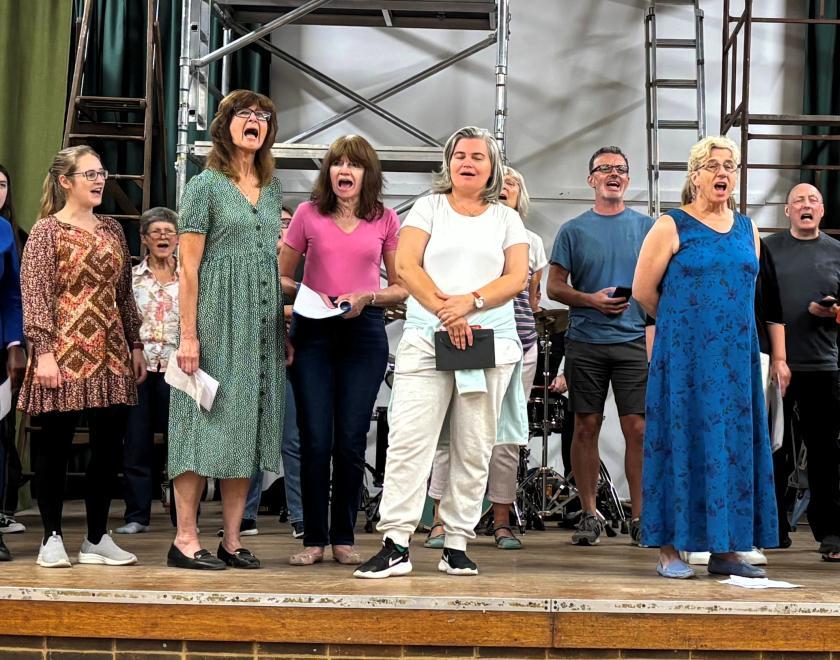 Actors rehearsing their bit for Twyford Drama's Diamond Gems show