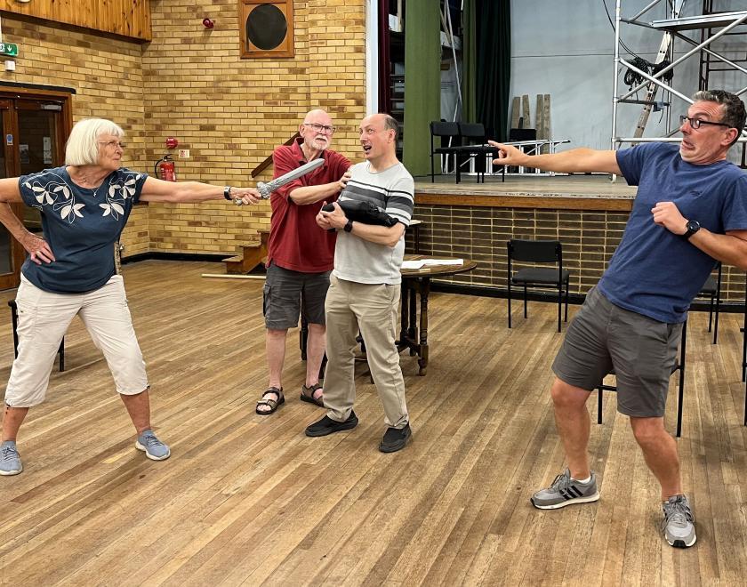 Actors rehearsing their bit for Twyford Drama's Diamond Gems show