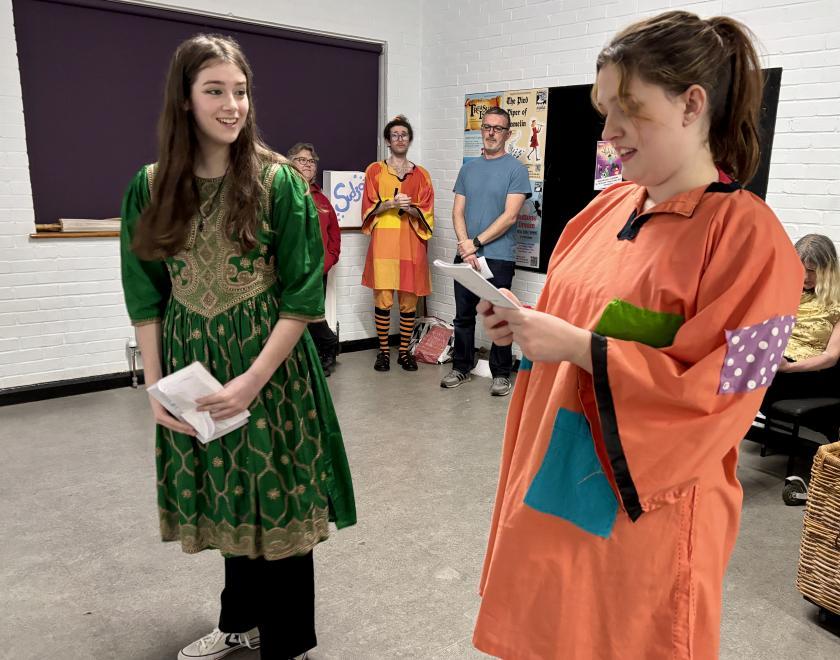 The cast of Twyford Drama's panto Aladdin in rehearsal