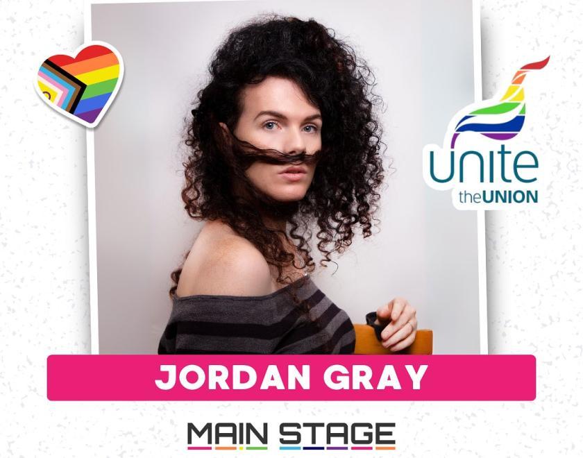 Jordan Gray is performing on the Main Stage at Reading Pride Love Unites