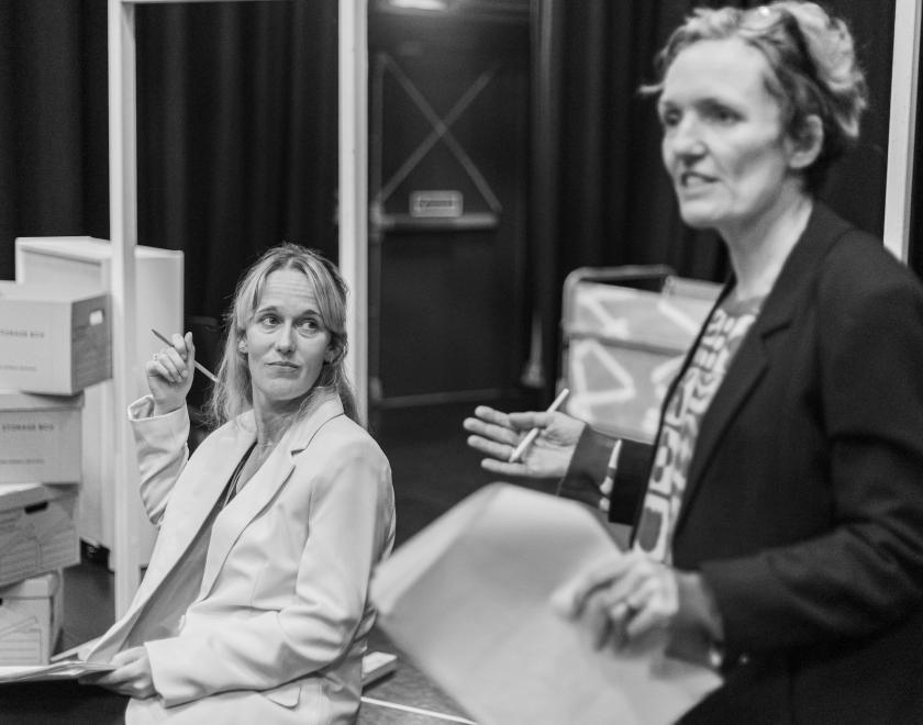 Rehearsals underway for RABBLE Theatre's Glitch - The True Story of the Post Office Scandal Written by Zannah Kearns