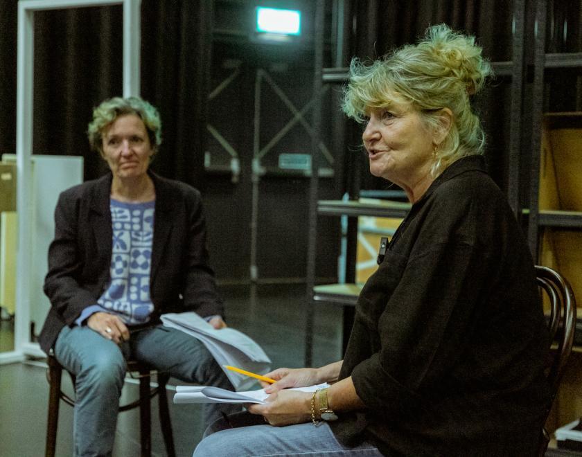 Rehearsals underway for RABBLE Theatre's Glitch - The True Story of the Post Office Scandal Written by Zannah Kearns