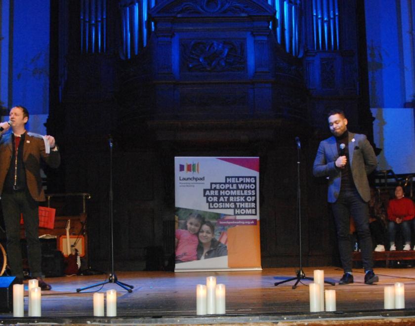 Launchpad Patrons Matt Allwright and Danyl Johnson co-hosted the 2023 Carols By Candlelight