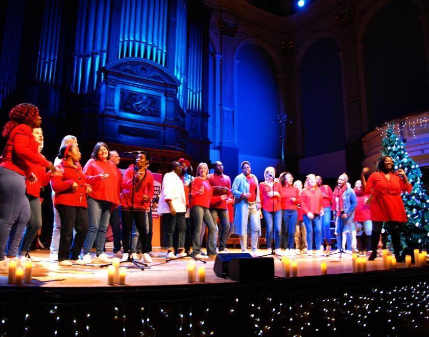 Reading Community Gospel Choir sings at the 2023 Launchpad Carols By Candlelight