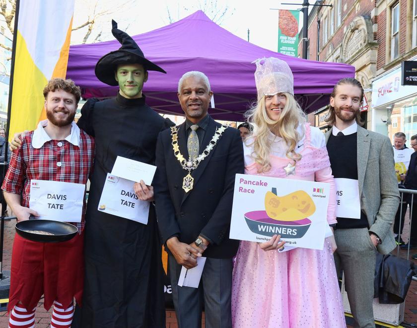 Launchpad pancake race on Broad Street in Reading