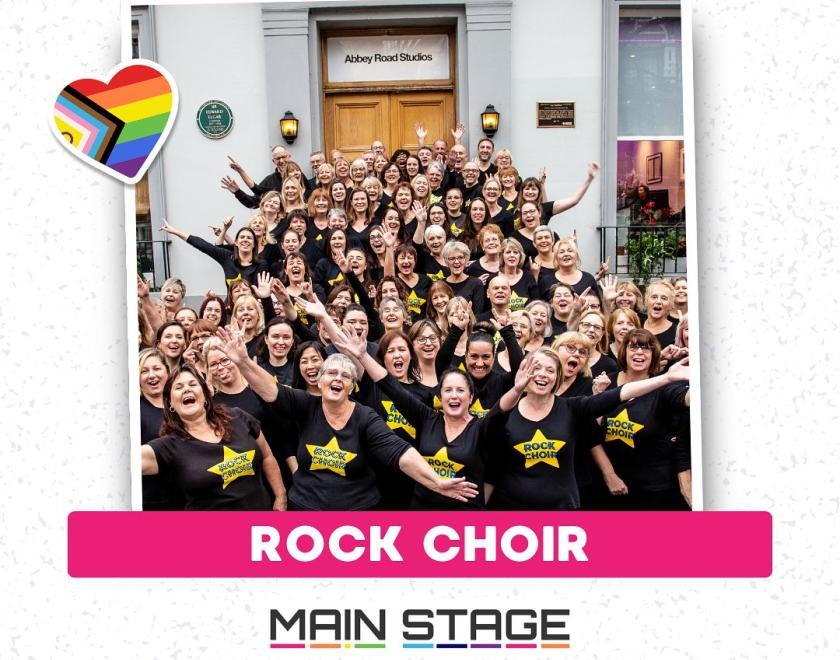 Rock Choir is performing on the Main Stage at Reading Pride Love Unites