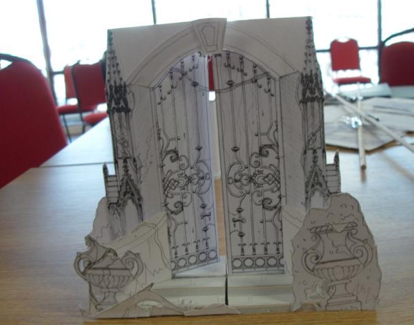 3D paper models and sketches are used to plan every element of the set