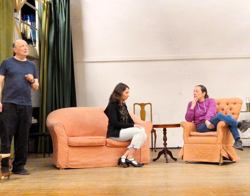 The cast of Blithe Spirit in rehearsal