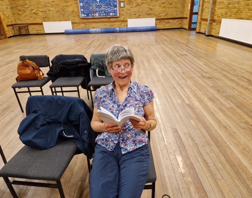 The cast of Blithe Spirit in rehearsal