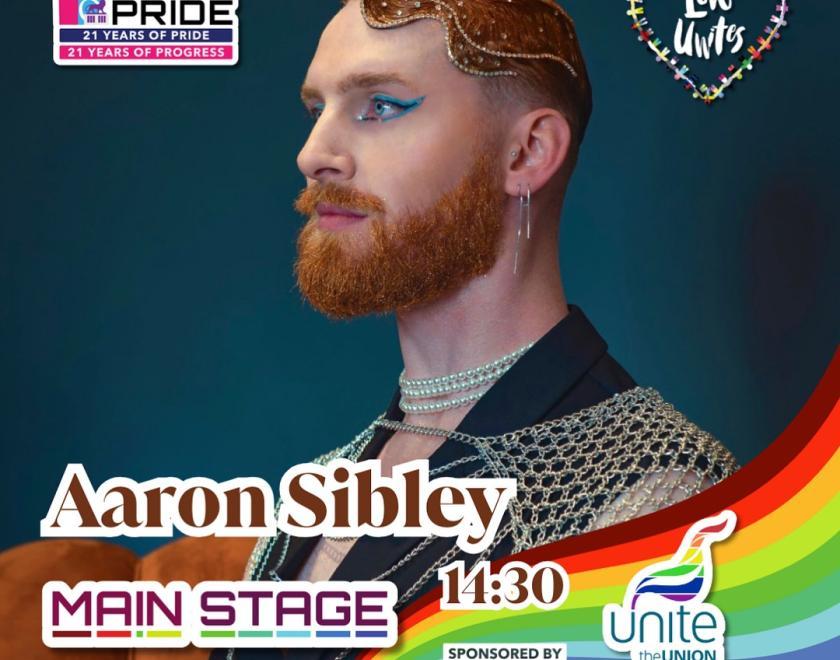 Aaron Sibley is performing on the Main Stage at Reading Pride Love Unites 2024