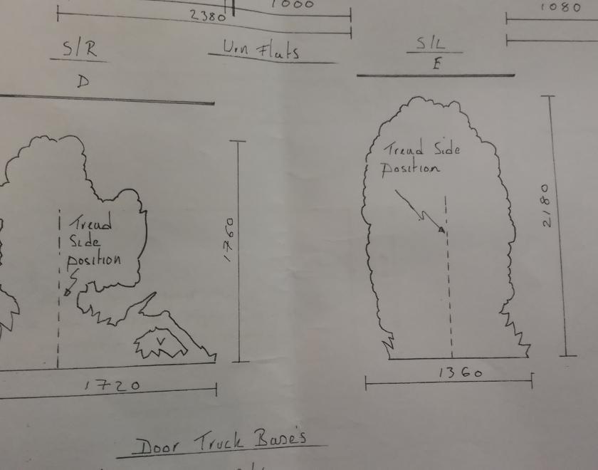 The next stage is a construction drawing showing the dimensions and materials.  This is the construction drawing for the two bush 'flats' you can see either side of the castle door.