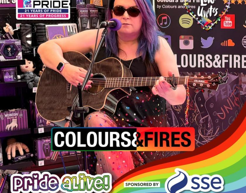 Colours & Fires is performing on the Pride aLive stage at Love Unites 2024
