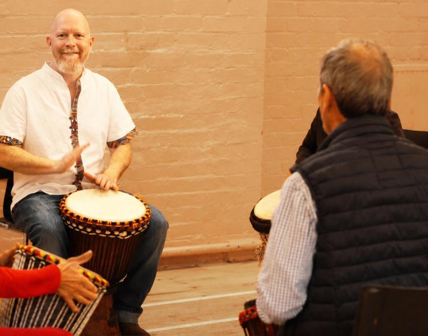 The Thursday Caversham drum circle in full swing
