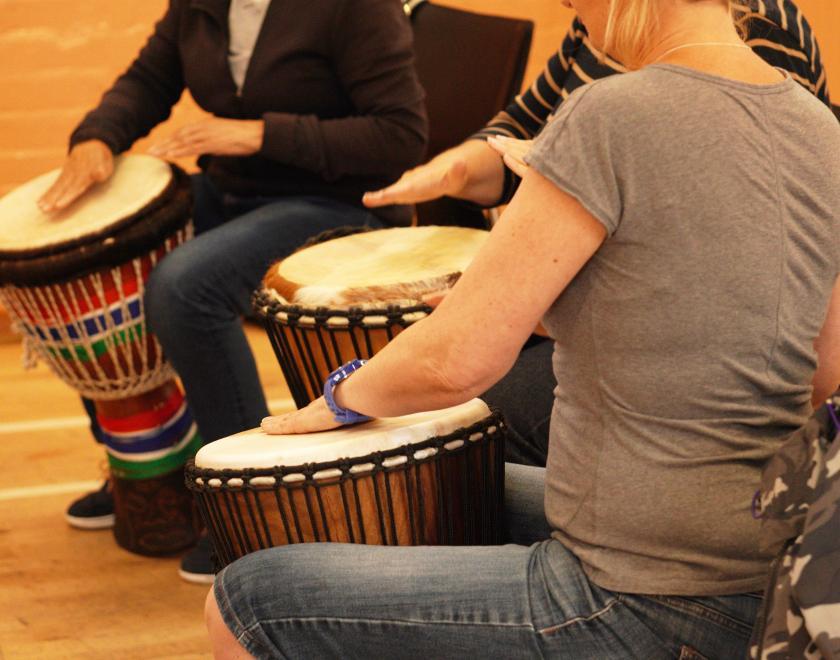 Three players at the Thursday Caversham drum circle
