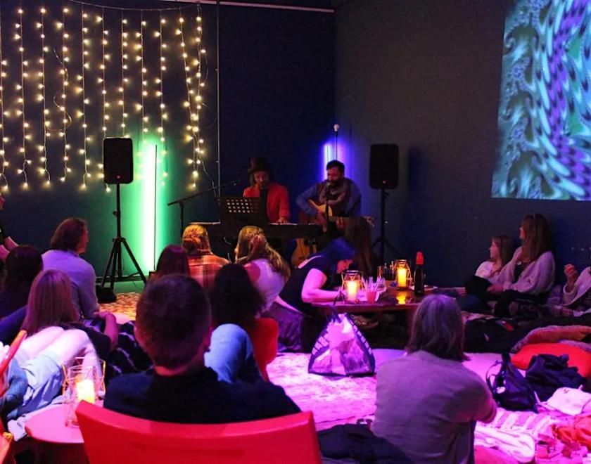 Musicians performing to a rapt crowd at Lighthouse 