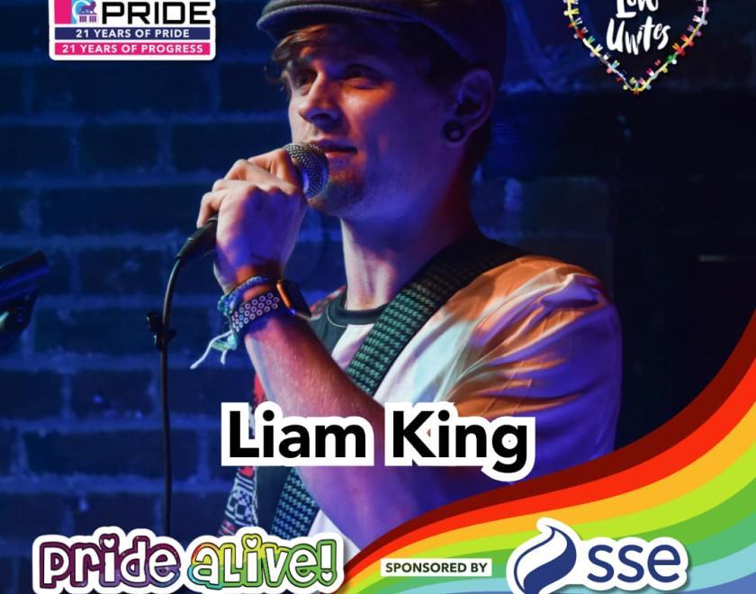 Liam King is performing on the Pride aLive stage at Love Unites 2024