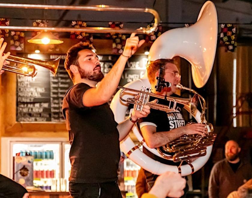 Bavarian oompah music at Double-Barrelled's Oktoberfest
