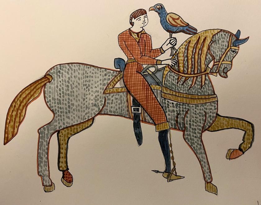 Illustration from book: man on a horse 