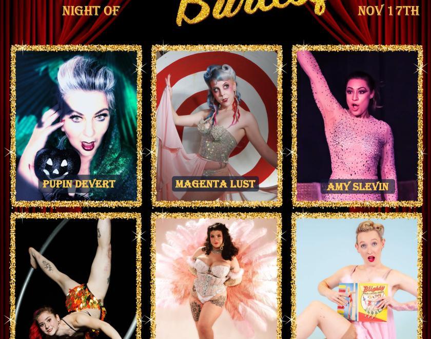 Line-up of performers at D'Lecter Cabaret's Night of Burlesque at Sub89 
