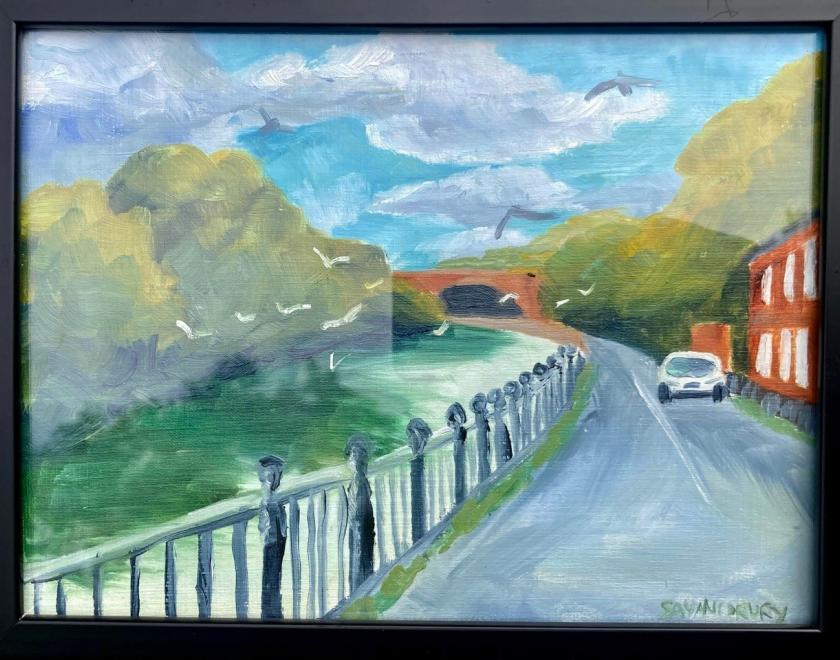 Flock of birds on Newtown - Sayani Drury: on display at the Terraces and Towpaths: Art from a River Town exhibition