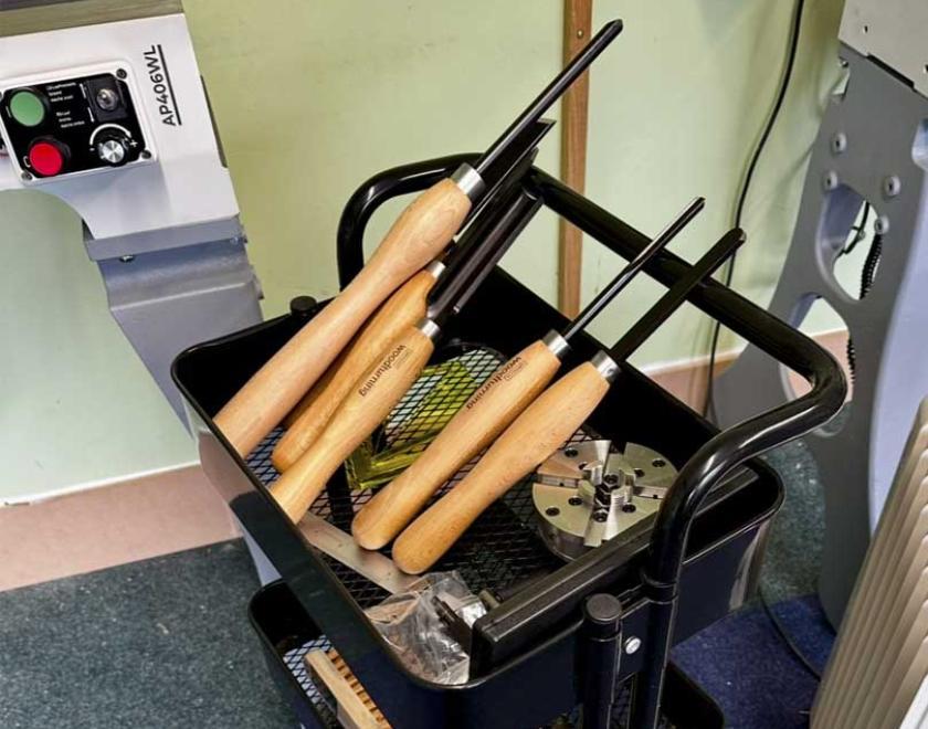 A set of woodturning tools.