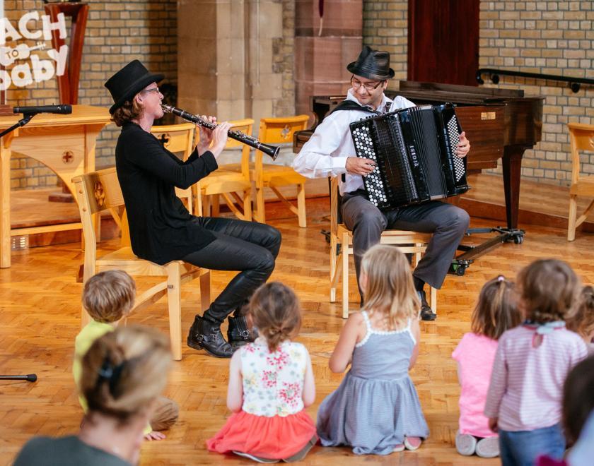 A clarinet and an accordion played at a Bach to Baby concert