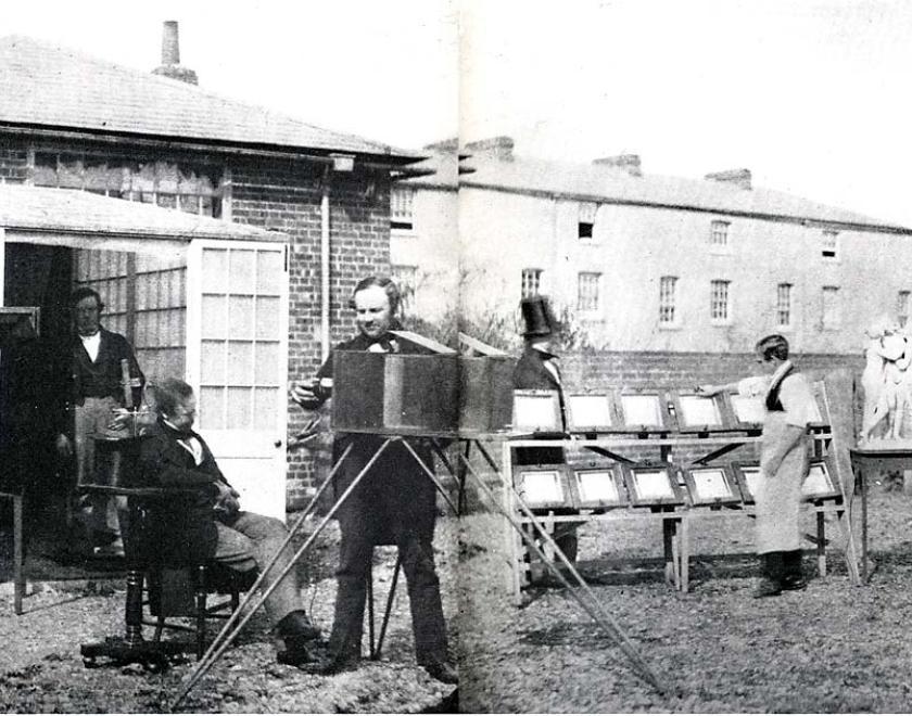 montage of photographs being taken and developed in Reading c.1844