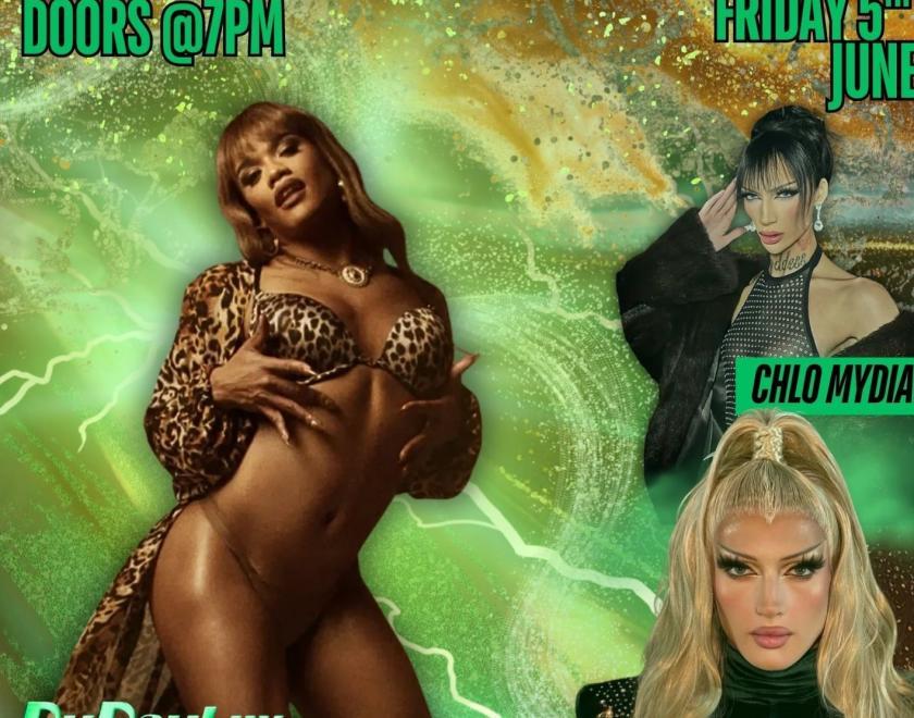 Poster for Kream Cabaret Drag Night with drag queens in sexy outfits