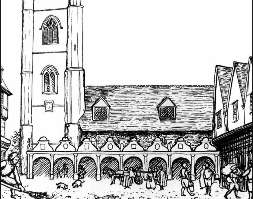 Drawing of St Laurence's Church, Market Place